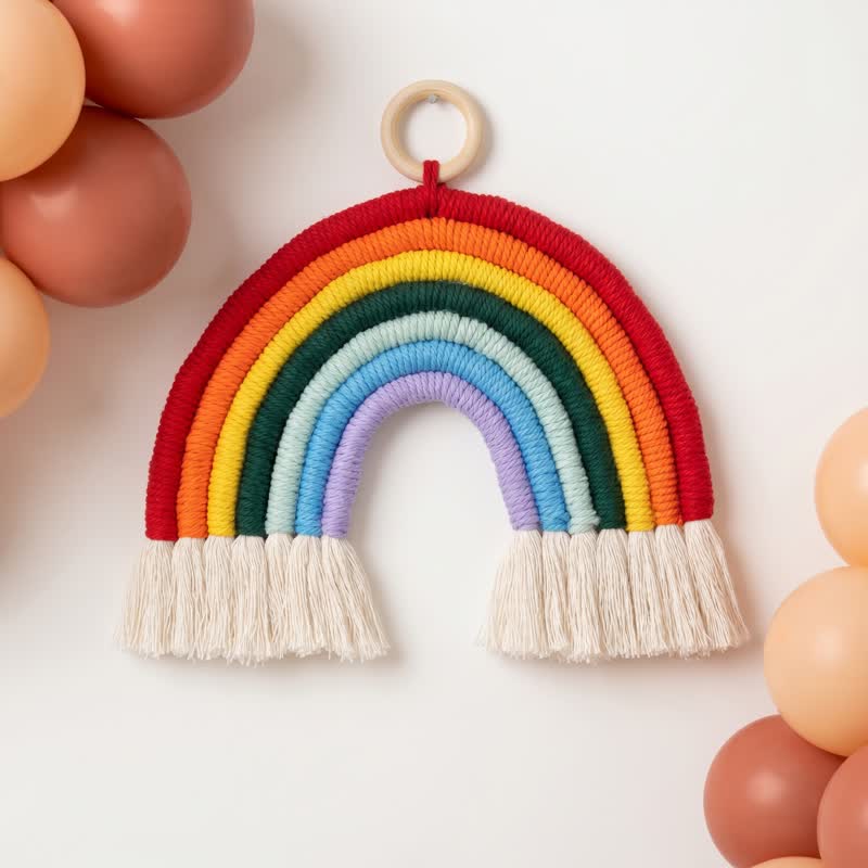 Arazzo da parete in cotone macramè arcobaleno in stile boho - Arcobaleno - image 0