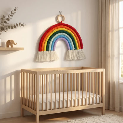 Arazzo da parete in cotone macramè arcobaleno in stile boho - image 3