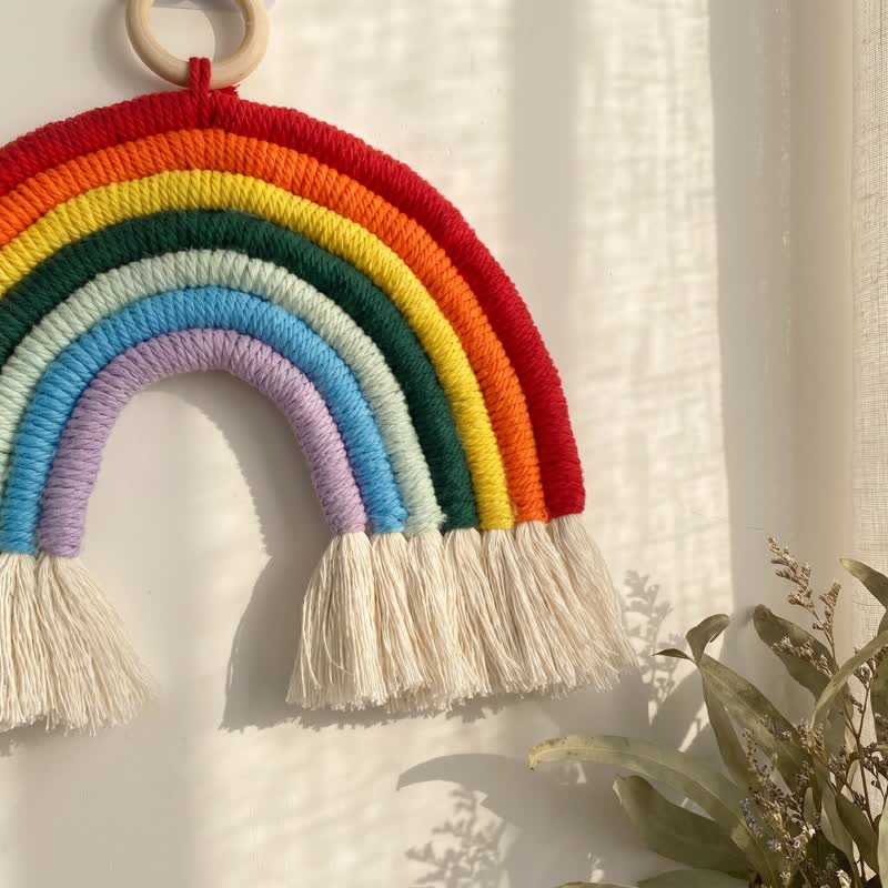 Arazzo da parete in cotone macramè arcobaleno in stile boho - image 4