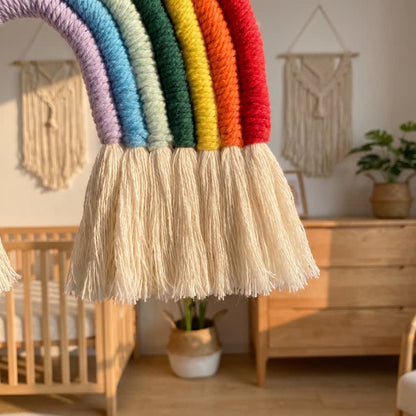 Arazzo da parete in cotone macramè arcobaleno in stile boho - image 5