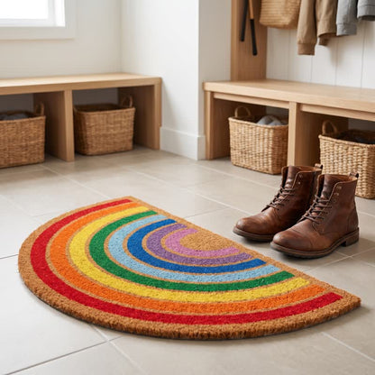 Tappeto antiscivolo in fibra di cocco con motivo arcobaleno per l'ingresso. - image 4
