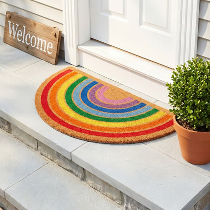 Tappeto antiscivolo in fibra di cocco con motivo arcobaleno per l'ingresso. - image 3