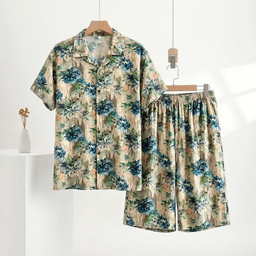 Completo da casa unisex con stampa floreale - Verde - 5XL - image 0