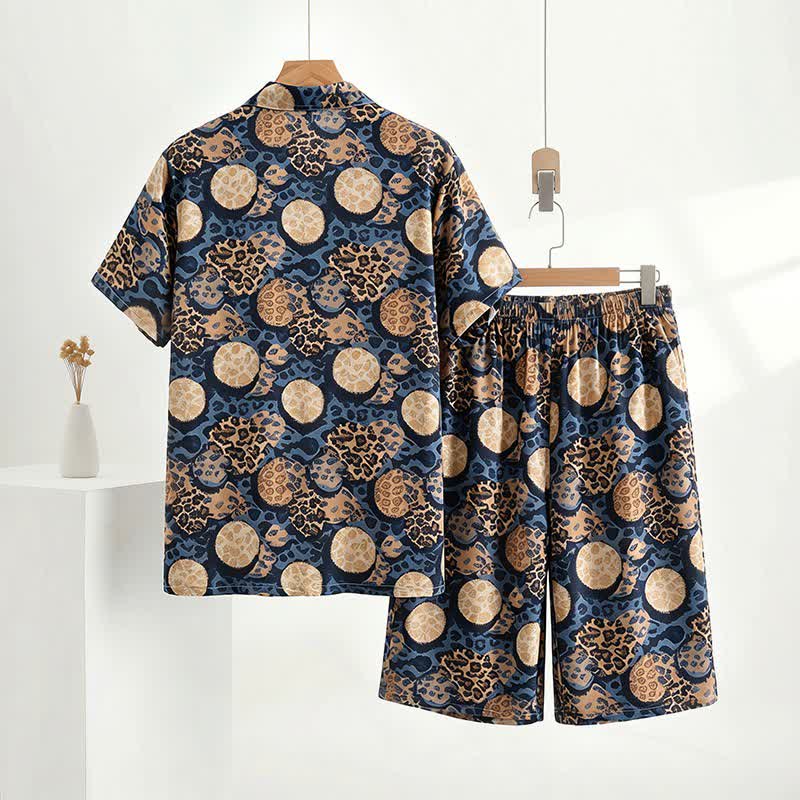 Completo da casa con stampa leopardata blu navy - image 4