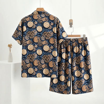 Completo da casa con stampa leopardata blu navy - image 4