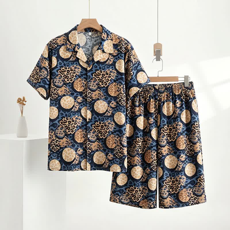 Completo da casa con stampa leopardata blu navy - Marina - 5XL - image 0