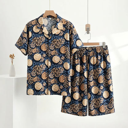 Completo da casa con stampa leopardata blu navy - Marina - 5XL - image 0