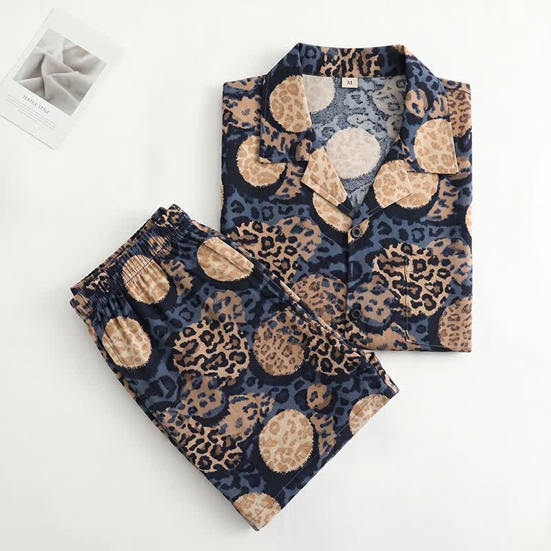 Completo da casa con stampa leopardata blu navy - image 1