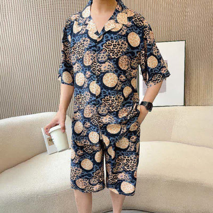 Completo da casa con stampa leopardata blu navy - image 2