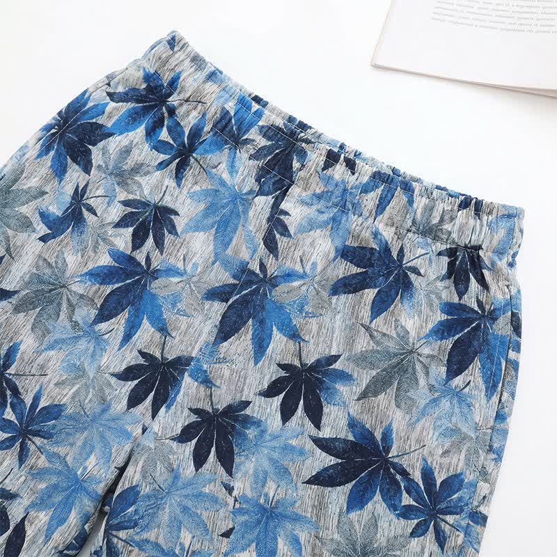 Set pigiama unisex con stampa a foglie blu - image 5