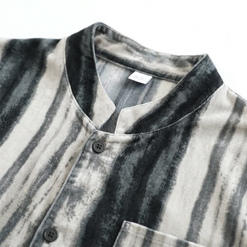 Pigiama unisex a righe con colletto alla coreana - image 3