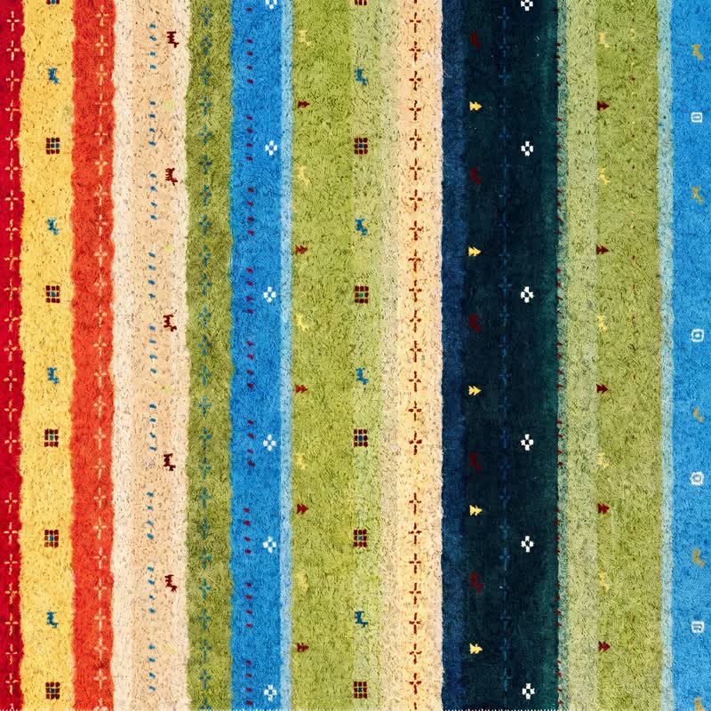 Tappeto antiscivolo in PVC a righe arcobaleno in stile boho - image 6