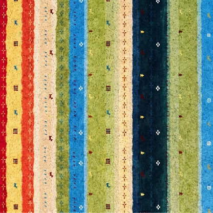 Tappeto antiscivolo in PVC a righe arcobaleno in stile boho - image 6
