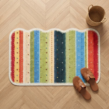 Tappeto antiscivolo in PVC a righe arcobaleno in stile boho - image 1