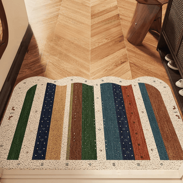 Tappeto da porta a righe con bordo ondulato in stile bohémien - 35'' × 47'' - image 0