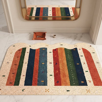 Tappeto d'ingresso vintage tribale arcobaleno in PVC - image 2