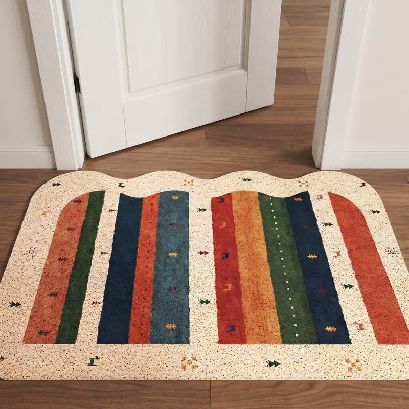 Tappeto d'ingresso vintage tribale arcobaleno in PVC - image 3