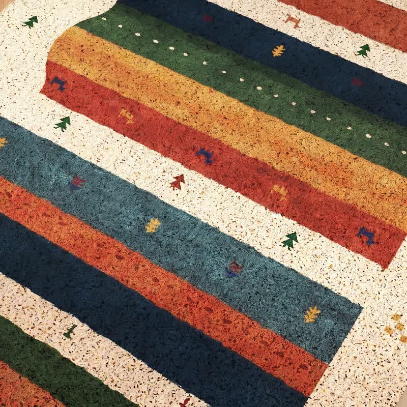 Tappeto d'ingresso vintage tribale arcobaleno in PVC - image 4