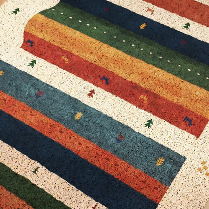 Tappeto d'ingresso vintage tribale arcobaleno in PVC - image 4