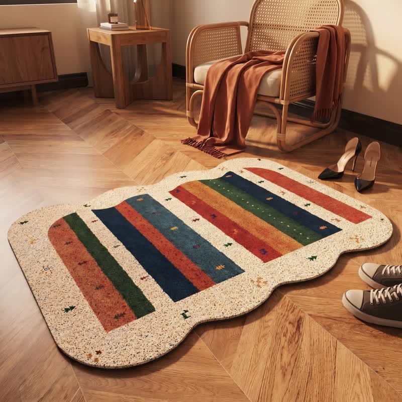 Tappeto d'ingresso vintage tribale arcobaleno in PVC - image 1