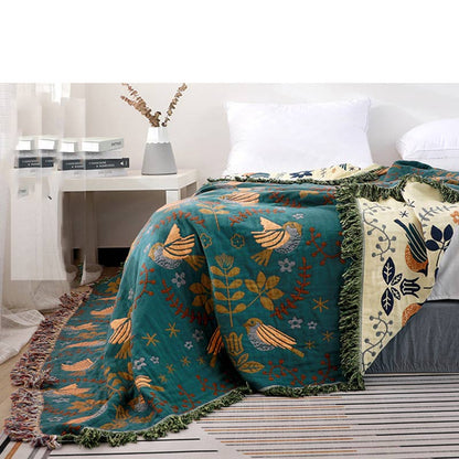 Coperta reversibile traspirante Boho Flower Bird di Ownkoti