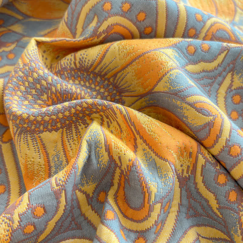 Trapunta a 3 strati in mussola di cotone con motivo girasoli in stile boho - image 12