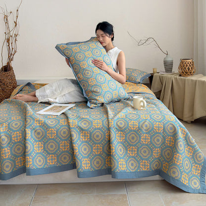 Copriletto reversibile a 3 strati in mussola stile boho - image 3