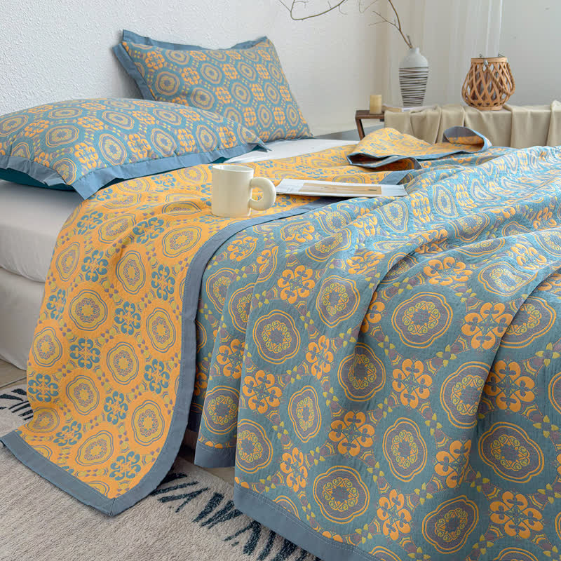 Copriletto reversibile a 3 strati in mussola stile boho - image 5