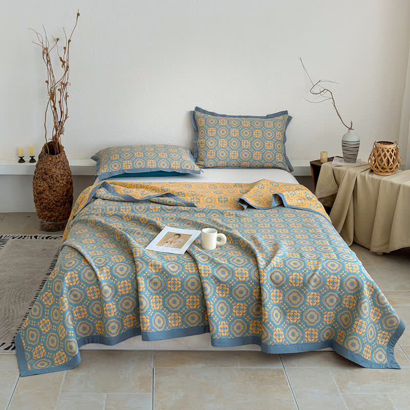 Copriletto reversibile a 3 strati in mussola stile boho - image 2