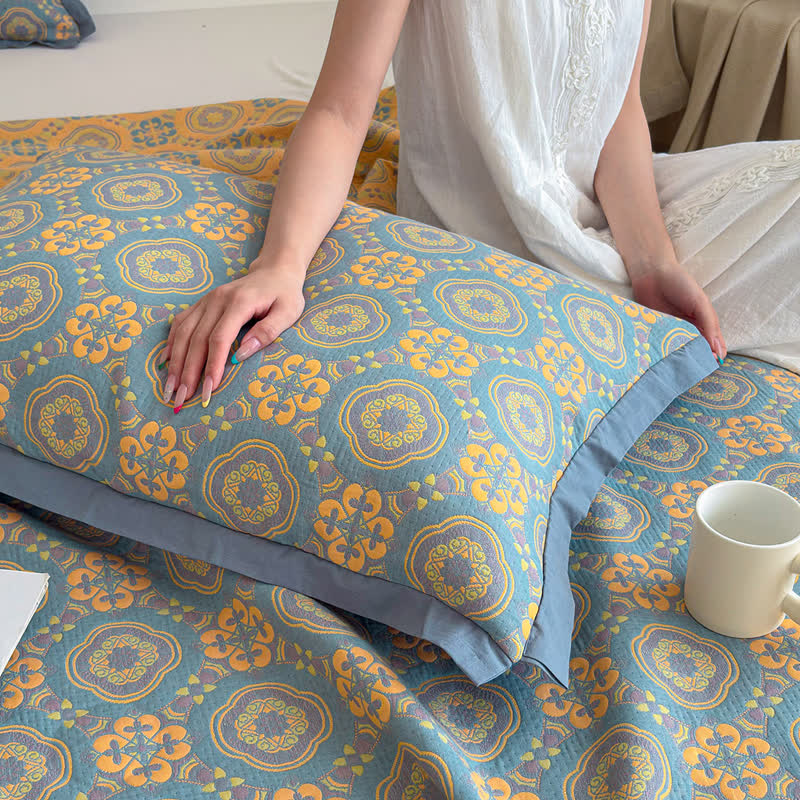 Copriletto reversibile a 3 strati in mussola stile boho - image 9