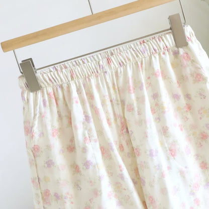 Pantaloncini da pigiama in cotone con volant e stampa floreale - image 2