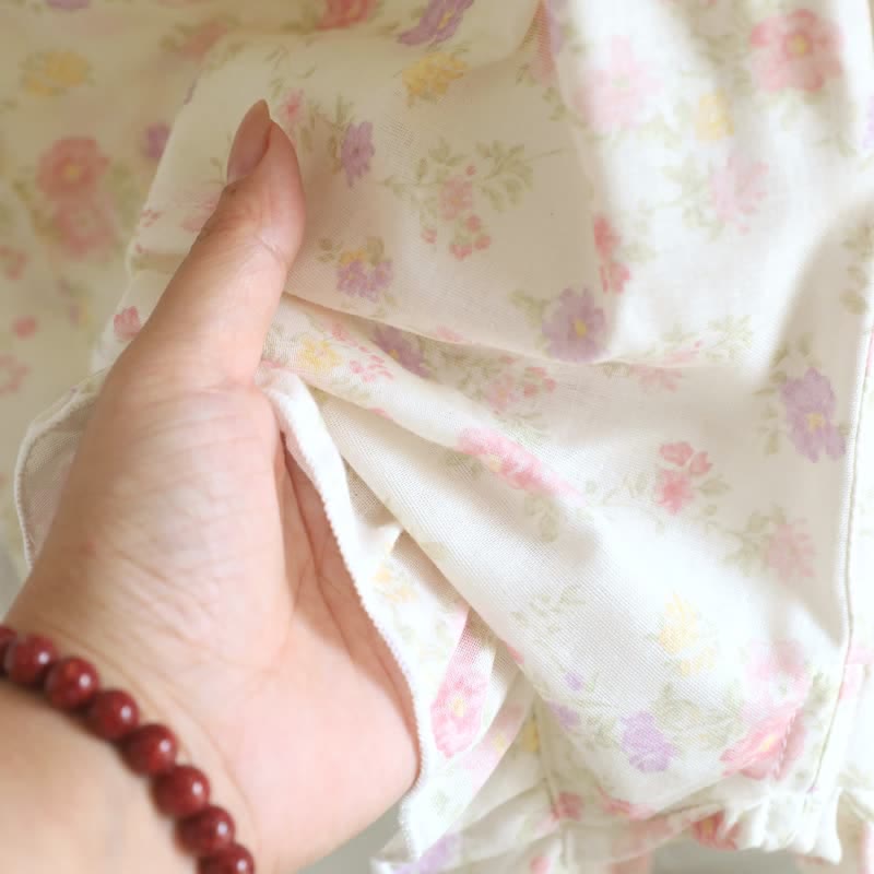 Pantaloncini da pigiama in cotone con volant e stampa floreale - image 8