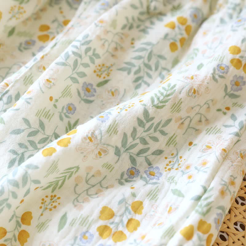 Pantaloncini da pigiama in garza di cotone a forma di tulipano giallo - image 7