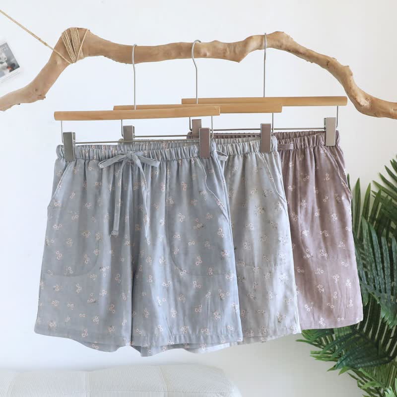 Pantaloncini da pigiama in cotone con stampa a fiori di ciliegio - image 3