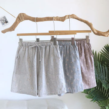Pantaloncini da pigiama in cotone con stampa a fiori di ciliegio - image 0