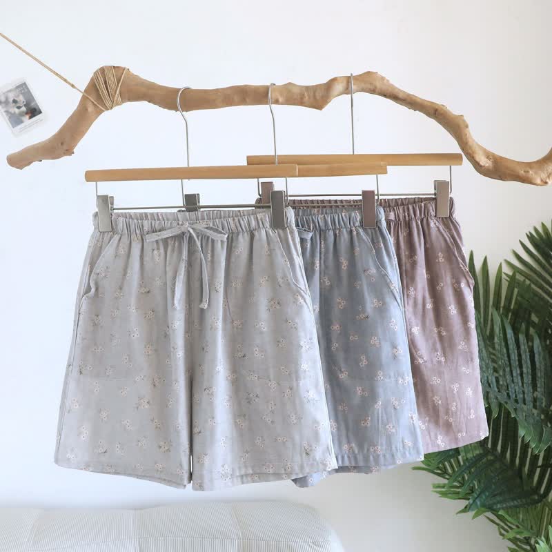 Pantaloncini da pigiama in cotone con stampa a fiori di ciliegio - image 0