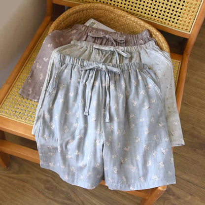 Pantaloncini da pigiama in cotone con stampa a fiori di ciliegio - image 1