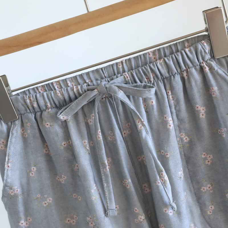 Pantaloncini da pigiama in cotone con stampa a fiori di ciliegio - image 9
