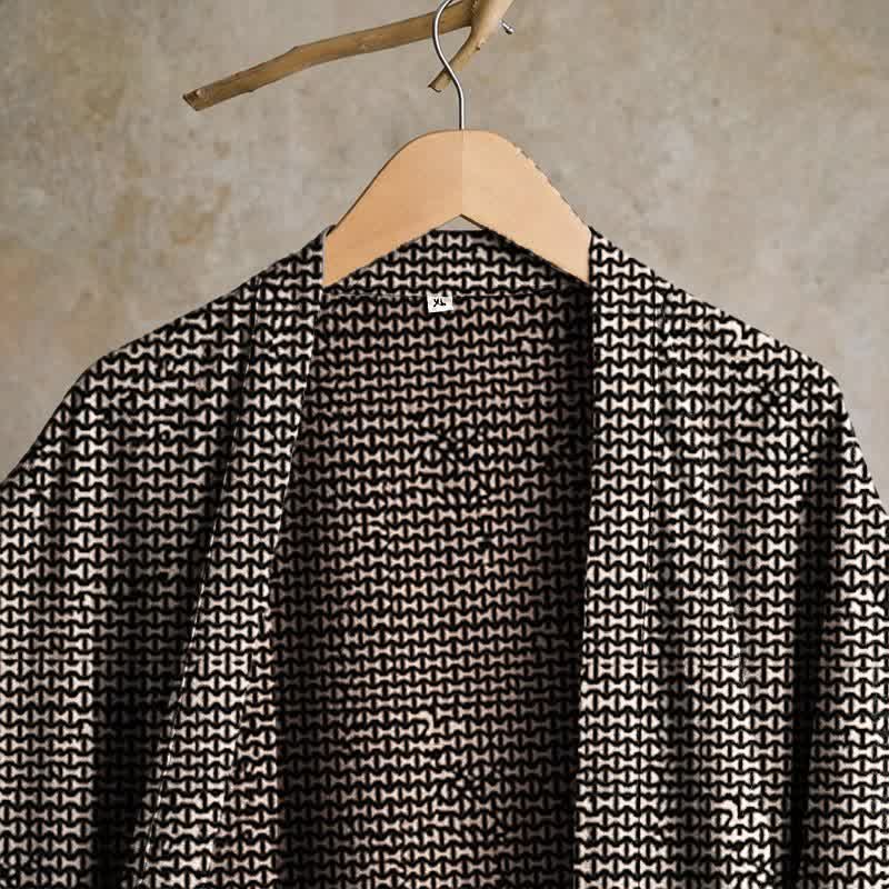 Kimono in jacquard di cotone con motivo a chevron geometrico - image 3