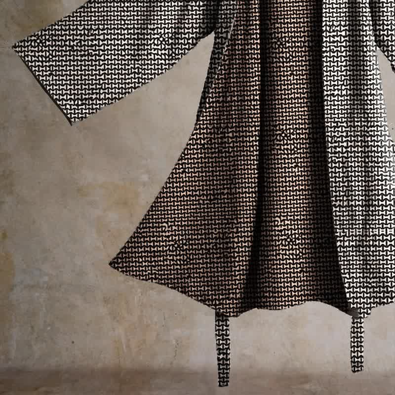 Kimono in jacquard di cotone con motivo a chevron geometrico - image 5