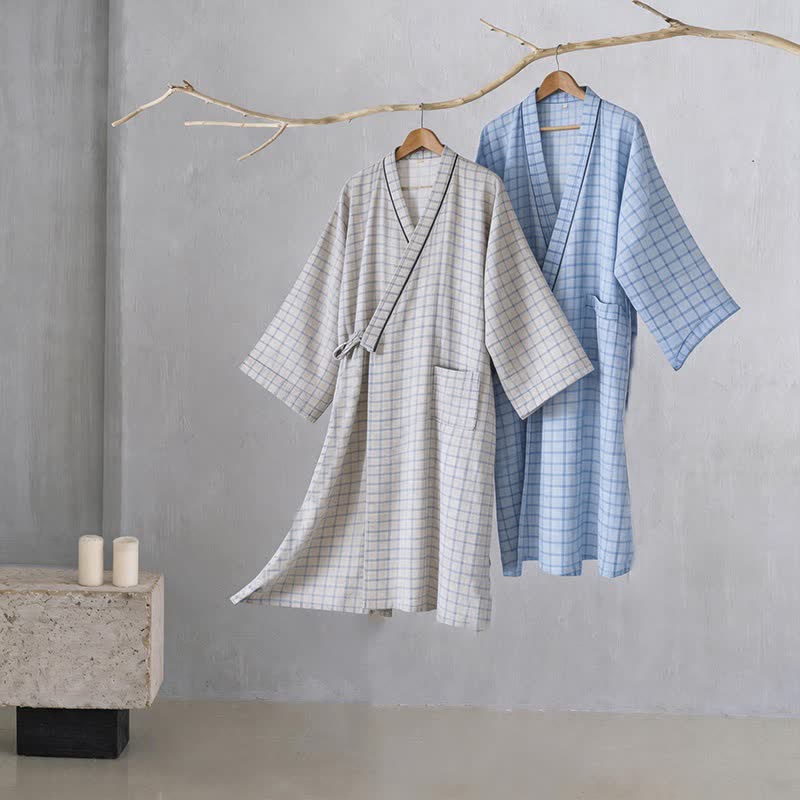 Kimono unisex in cotone a griglia - image 1