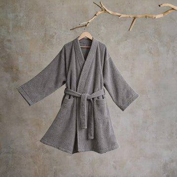 Kimono unisex in tinta unita in cotone. - Grigio - XL - image 0