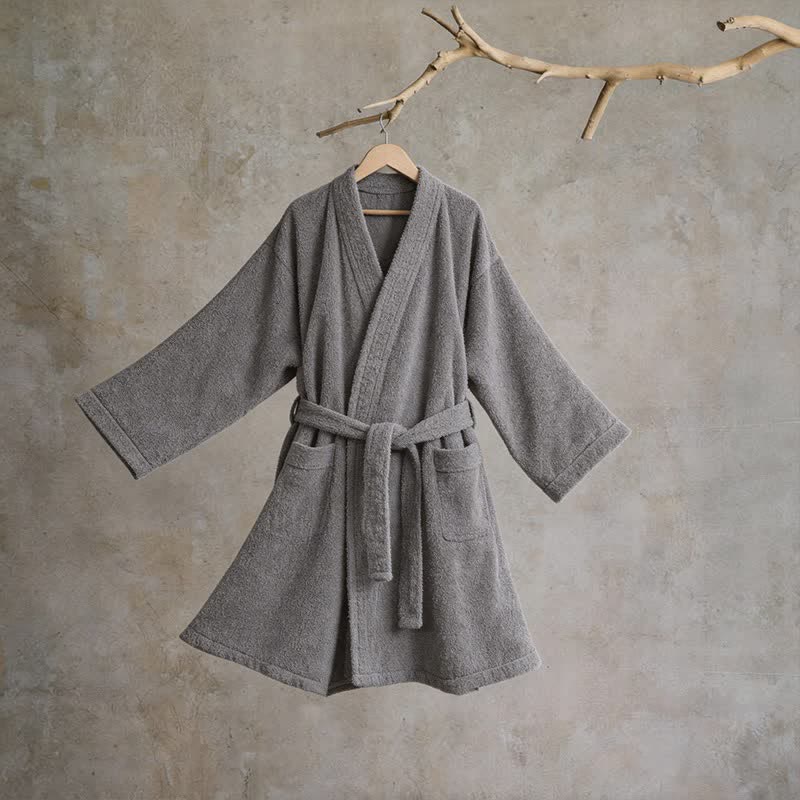 Kimono unisex in tinta unita in cotone. - Grigio - XL - image 0