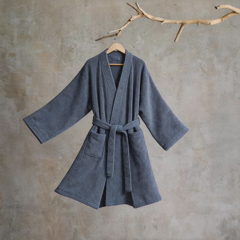 Kimono unisex in tinta unita in cotone. - Blu navy - XL - image 16