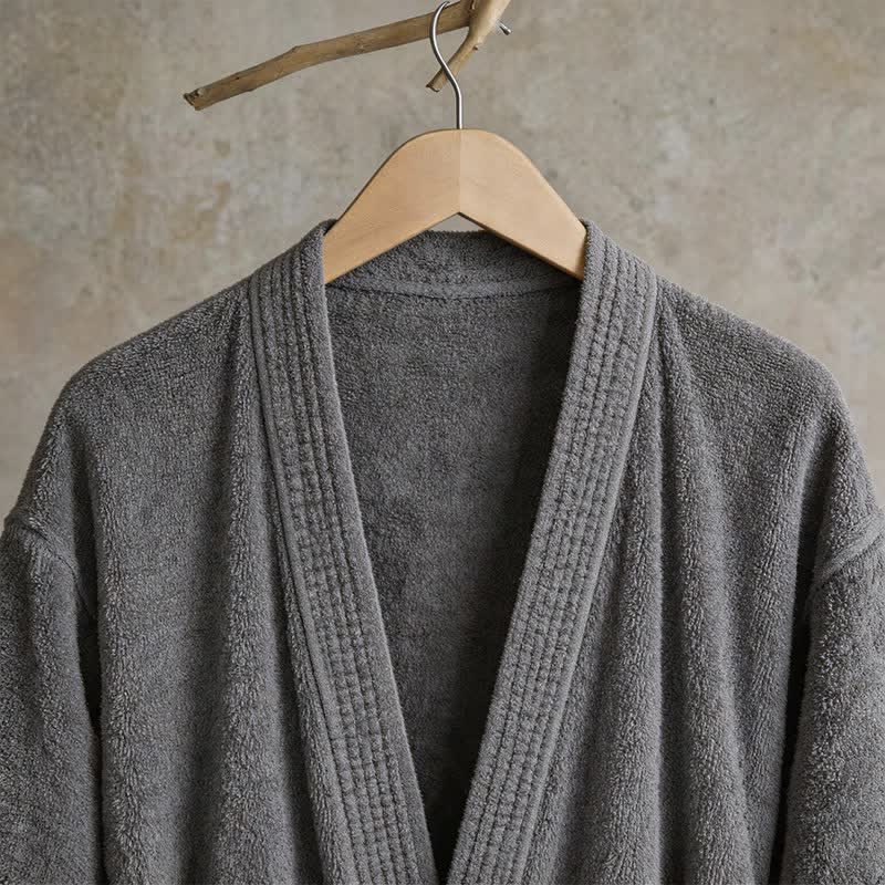 Kimono unisex in tinta unita in cotone. - image 4
