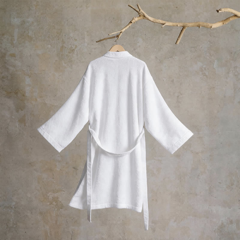 Kimono unisex in tinta unita in cotone. - image 9