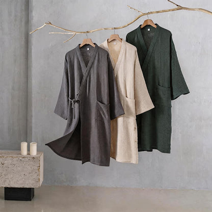 Kimono unisex in garza di cotone tinta unita - image 1