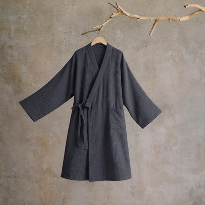 Kimono unisex in garza di cotone tinta unita - Grigio - XL - image 14
