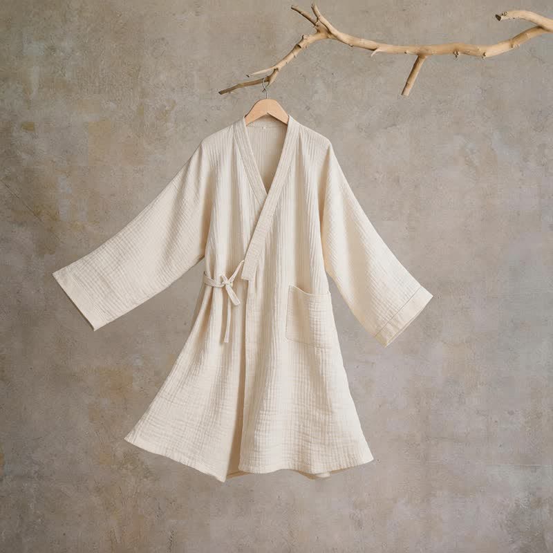 Kimono unisex in garza di cotone tinta unita - Beige - XL - image 7