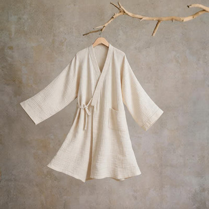 Kimono unisex in garza di cotone tinta unita - Beige - XL - image 7